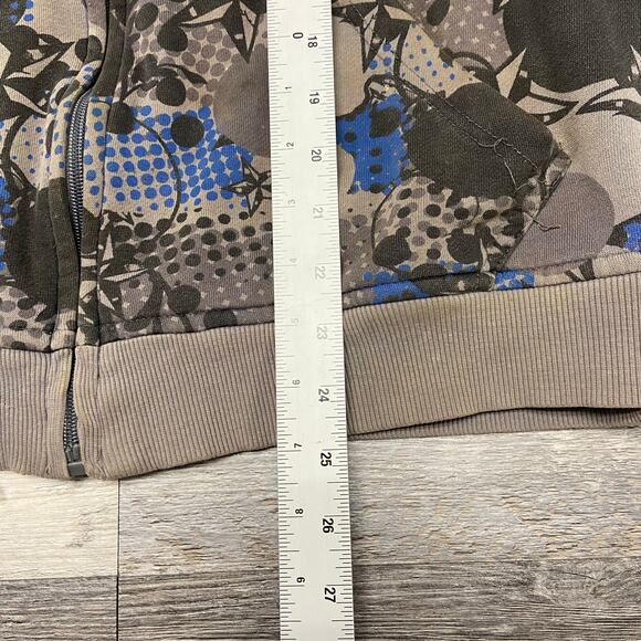 Y2K Hybrid Apparel Gray Blue Mens M Skull Star AOP Sherpa Lined Hoodie Mallgoth - Picture 7 of 8